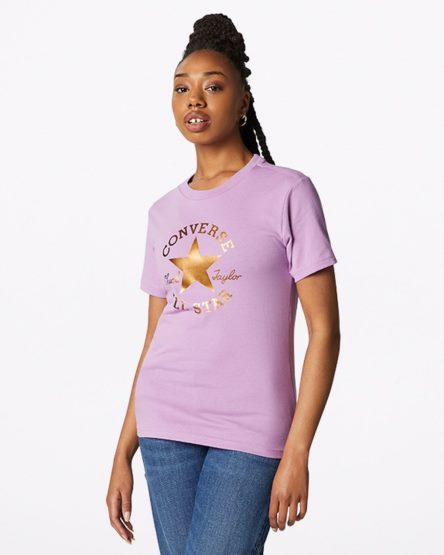 T-Shirts Dama Converse Metallic Chuck Taylor Patch Clasici Fit Violet | RO OXFCI481